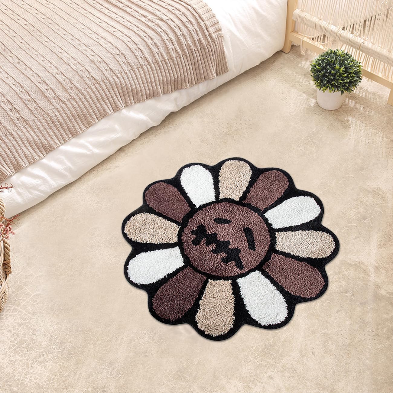 ASTRAG Gothic Flower Bath Mat Fluffy Quick Dry Shower Mat Non-Slip Water Absorbent Bathtub Floor Mat, Halloween Decor Area Rug