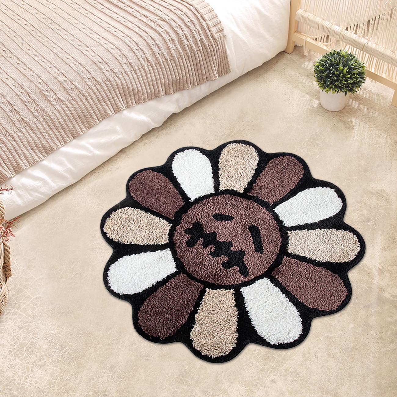 ASTRAG Gothic Flower Bath Mat Fluffy Quick Dry Shower Mat Non-Slip Water Absorbent Bathtub Floor Mat, Halloween Decor Area Rug