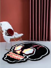 Shovagy Funny Black Skull Bathroom Mat