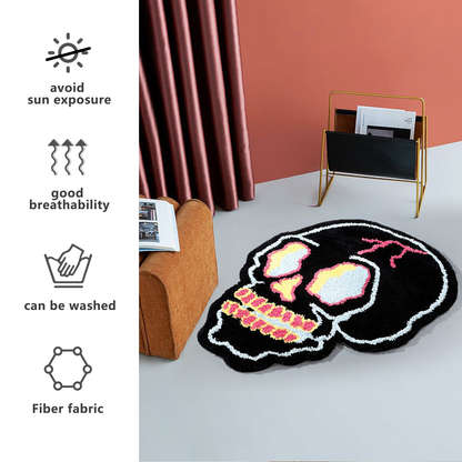 ASTRAG Funny Black Skull Bathroom Mat