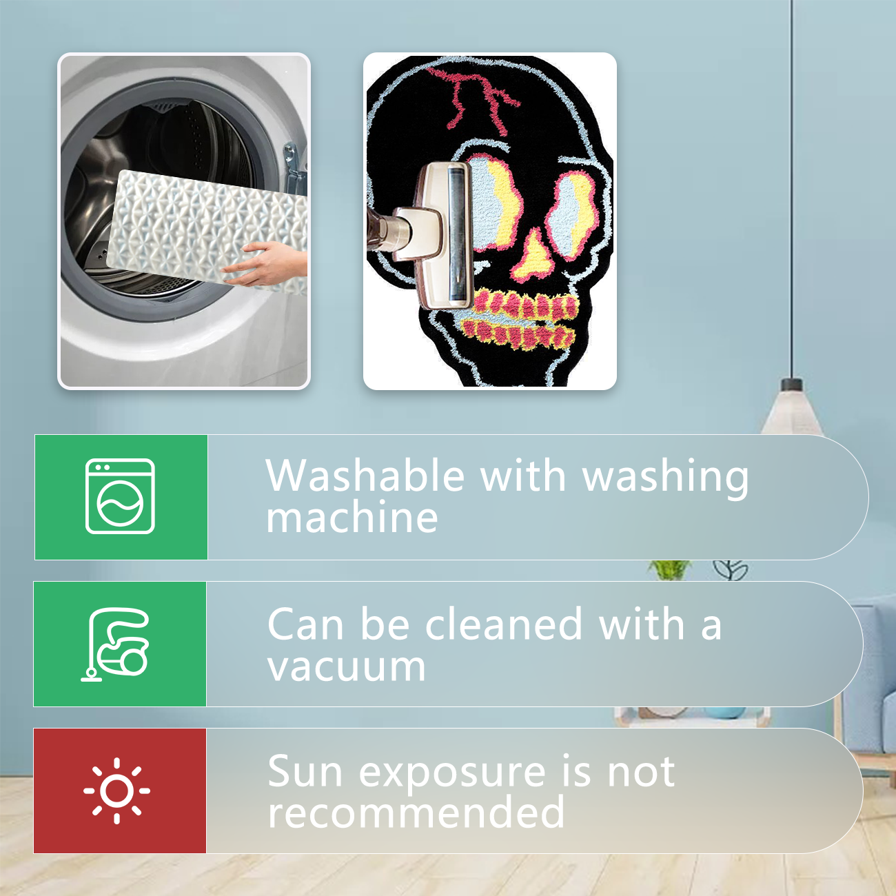 ASTRAG Funny Black Skull Bathroom Mat