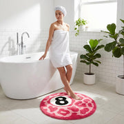 Shovagy Cheetah 8 Ball Rug Cool Rugs Graphic Tufted Leopard Pink Bathroom Rugs 2 FT Extra Soft Quick Dry Non Slip Bath Mats for Bathroom Water Absorbent Bath Rug Round Small Room Decor Carpet