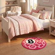 Shovagy Cheetah 8 Ball Rug Cool Rugs Graphic Tufted Leopard Pink Bathroom Rugs 2 FT Extra Soft Quick Dry Non Slip Bath Mats for Bathroom Water Absorbent Bath Rug Round Small Room Decor Carpet