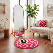 Shovagy Cheetah 8 Ball Rug Cool Rugs Graphic Tufted Leopard Pink Bathroom Rugs 2 FT Extra Soft Quick Dry Non Slip Bath Mats for Bathroom Water Absorbent Bath Rug Round Small Room Decor Carpet