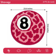 Shovagy Cheetah 8 Ball Rug Cool Rugs Graphic Tufted Leopard Pink Bathroom Rugs 2 FT Extra Soft Quick Dry Non Slip Bath Mats for Bathroom Water Absorbent Bath Rug Round Small Room Decor Carpet