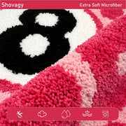 Shovagy Cheetah 8 Ball Rug Cool Rugs Graphic Tufted Leopard Pink Bathroom Rugs 2 FT Extra Soft Quick Dry Non Slip Bath Mats for Bathroom Water Absorbent Bath Rug Round Small Room Decor Carpet