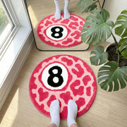Shovagy Cheetah 8 Ball Rug Cool Rugs Graphic Tufted Leopard Pink Bathroom Rugs 2 FT Extra Soft Quick Dry Non Slip Bath Mats for Bathroom Water Absorbent Bath Rug Round Small Room Decor Carpet