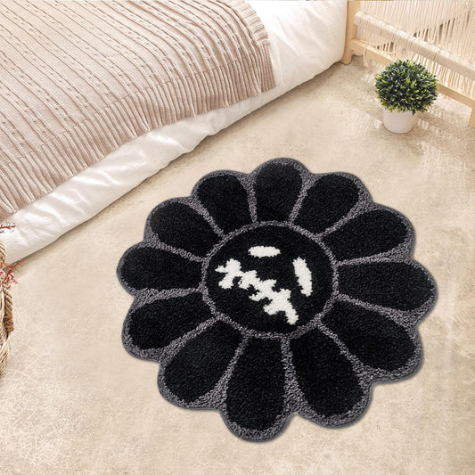 ASTRAG Gothic Flower Bath Mat Fluffy Quick Dry Shower Mat Non-Slip Water Absorbent Bathtub Floor Mat, Halloween Decor Area Rug