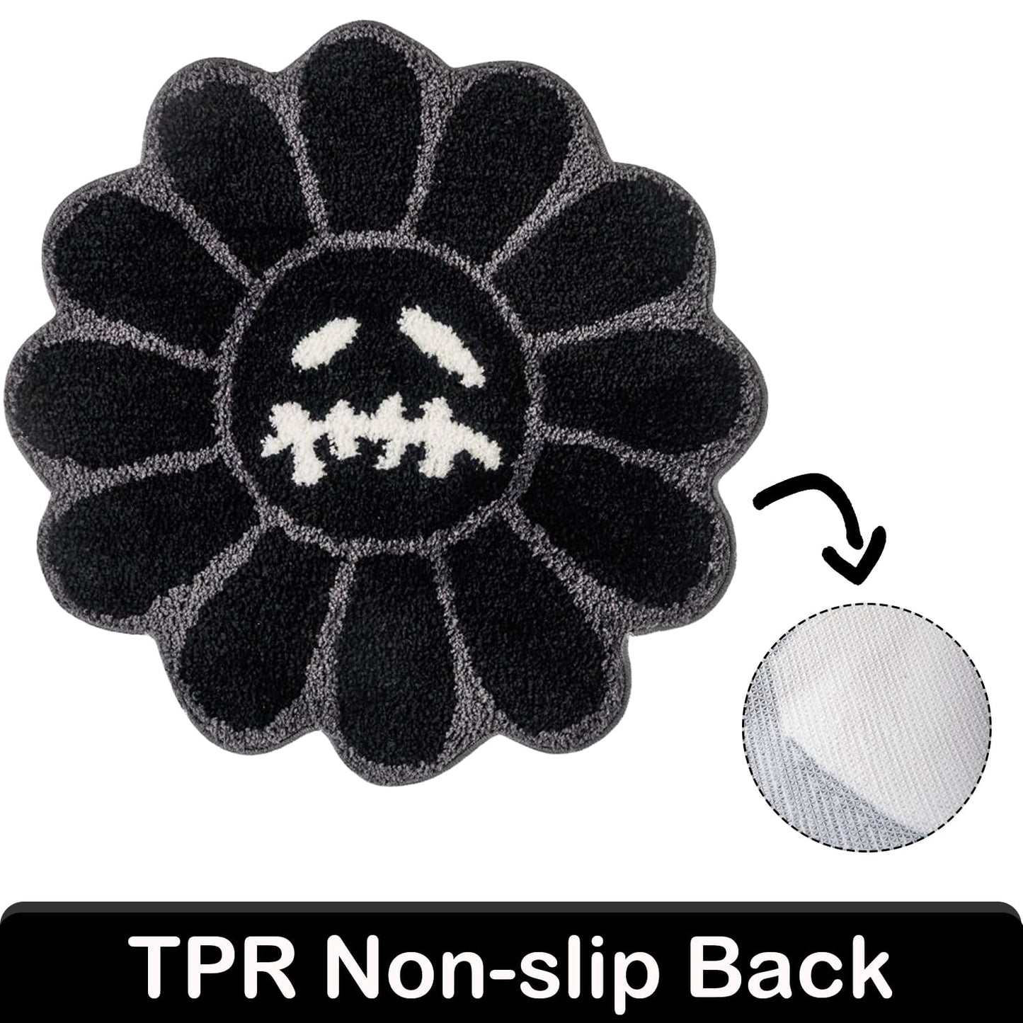 ASTRAG Gothic Flower Bath Mat Fluffy Quick Dry Shower Mat Non-Slip Water Absorbent Bathtub Floor Mat, Halloween Decor Area Rug