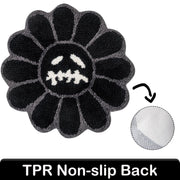 Shovagy Gothic Flower Bath Mat Fluffy Quick Dry Shower Mat Non-Slip Water Absorbent Bathtub Floor Mat, Halloween Decor Area Rug