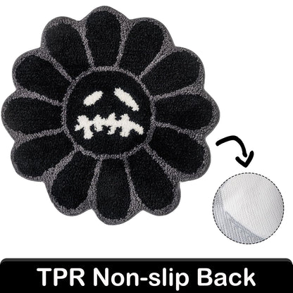 ASTRAG Gothic Flower Bath Mat Fluffy Quick Dry Shower Mat Non-Slip Water Absorbent Bathtub Floor Mat, Halloween Decor Area Rug