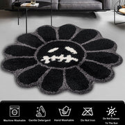 Shovagy Gothic Flower Bath Mat Fluffy Quick Dry Shower Mat Non-Slip Water Absorbent Bathtub Floor Mat, Halloween Decor Area Rug