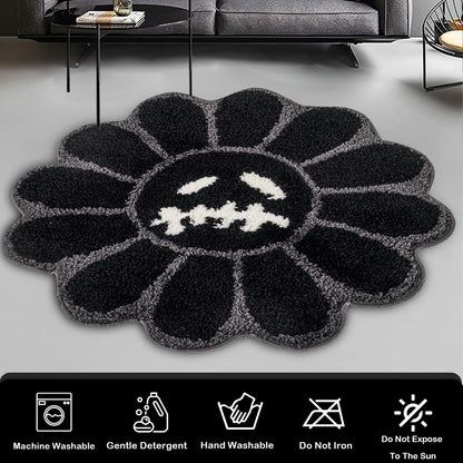 ASTRAG Gothic Flower Bath Mat Fluffy Quick Dry Shower Mat Non-Slip Water Absorbent Bathtub Floor Mat, Halloween Decor Area Rug