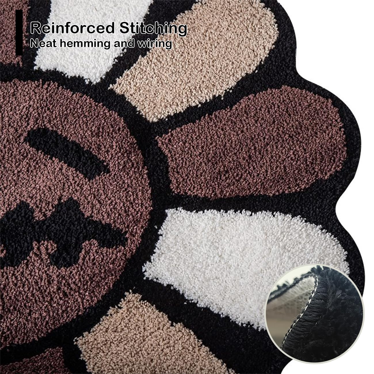 ASTRAG Gothic Flower Bath Mat Fluffy Quick Dry Shower Mat Non-Slip Water Absorbent Bathtub Floor Mat, Halloween Decor Area Rug