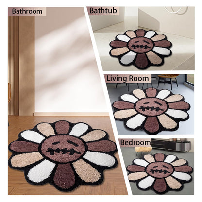 ASTRAG Gothic Flower Bath Mat Fluffy Quick Dry Shower Mat Non-Slip Water Absorbent Bathtub Floor Mat, Halloween Decor Area Rug