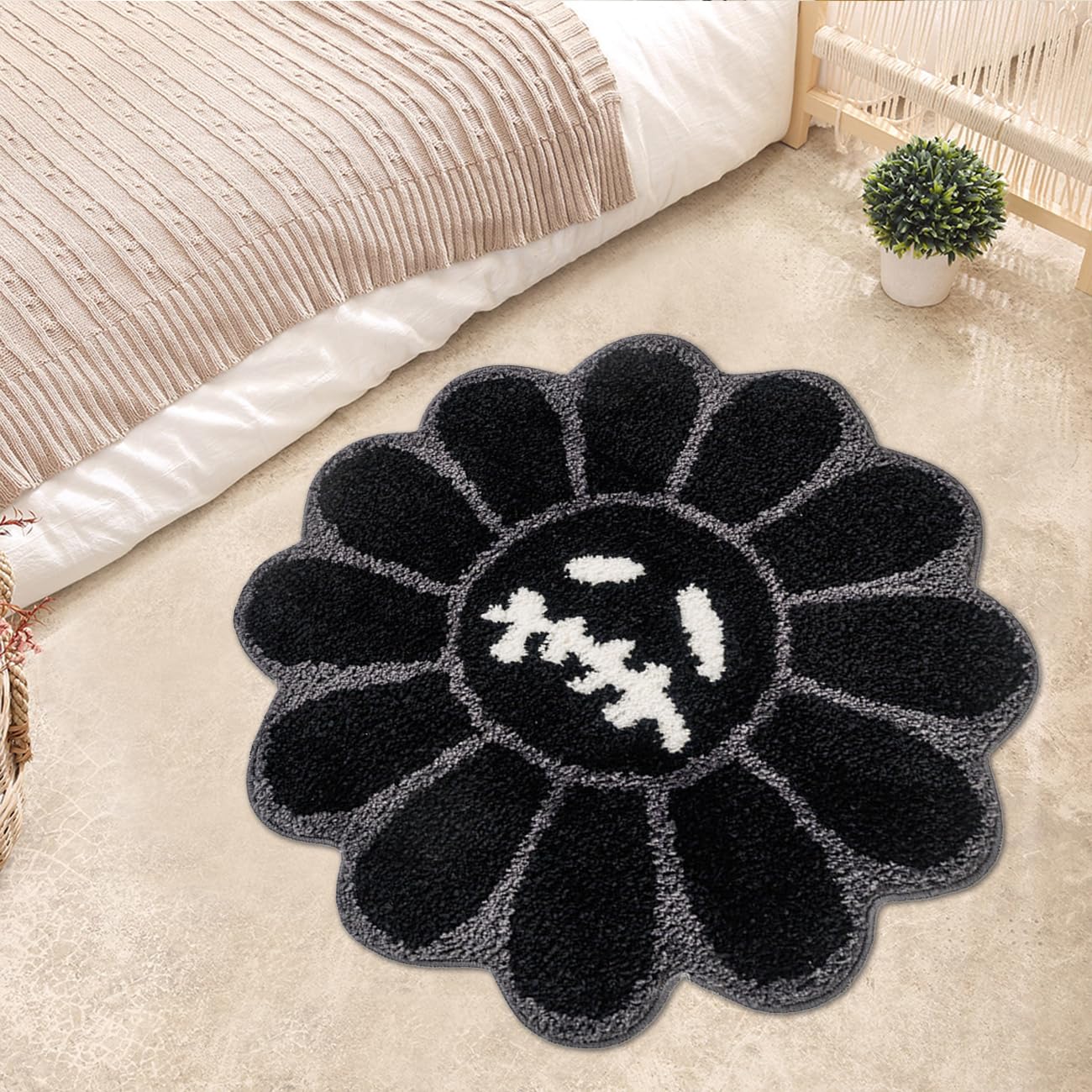 ASTRAG Gothic Flower Bath Mat Fluffy Quick Dry Shower Mat Non-Slip Water Absorbent Bathtub Floor Mat, Halloween Decor Area Rug